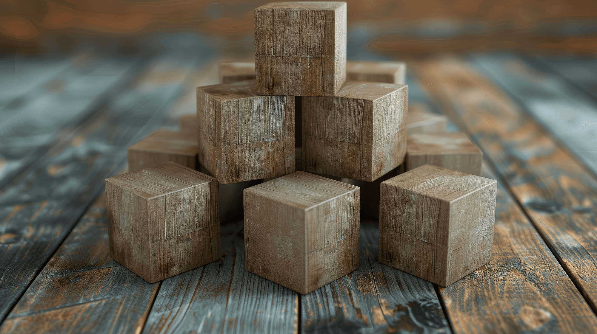 Business Strategy And Action Plan With Wooden Cube Block Stacking, Strategic And Methodical